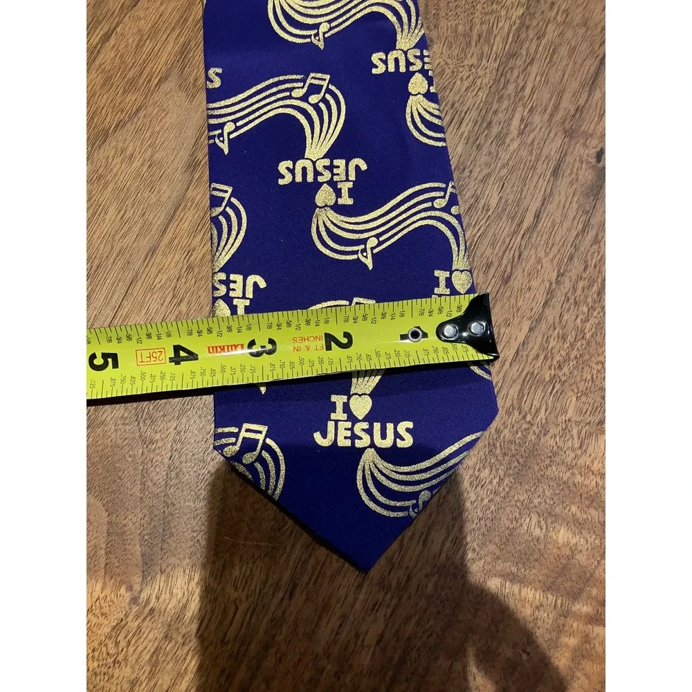 City One Mens Purple Gold I Heart Jesus Music‎ Note Religious Necktie RN 98566